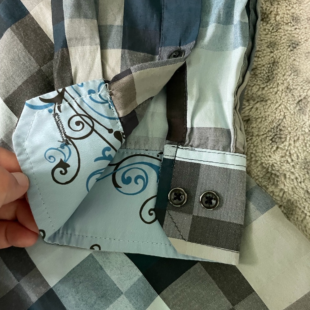 Consequence Blue Plaid Button Down Shirt - image 3